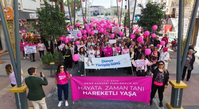 Menemenli kadınlardan pembe yürüyüş!